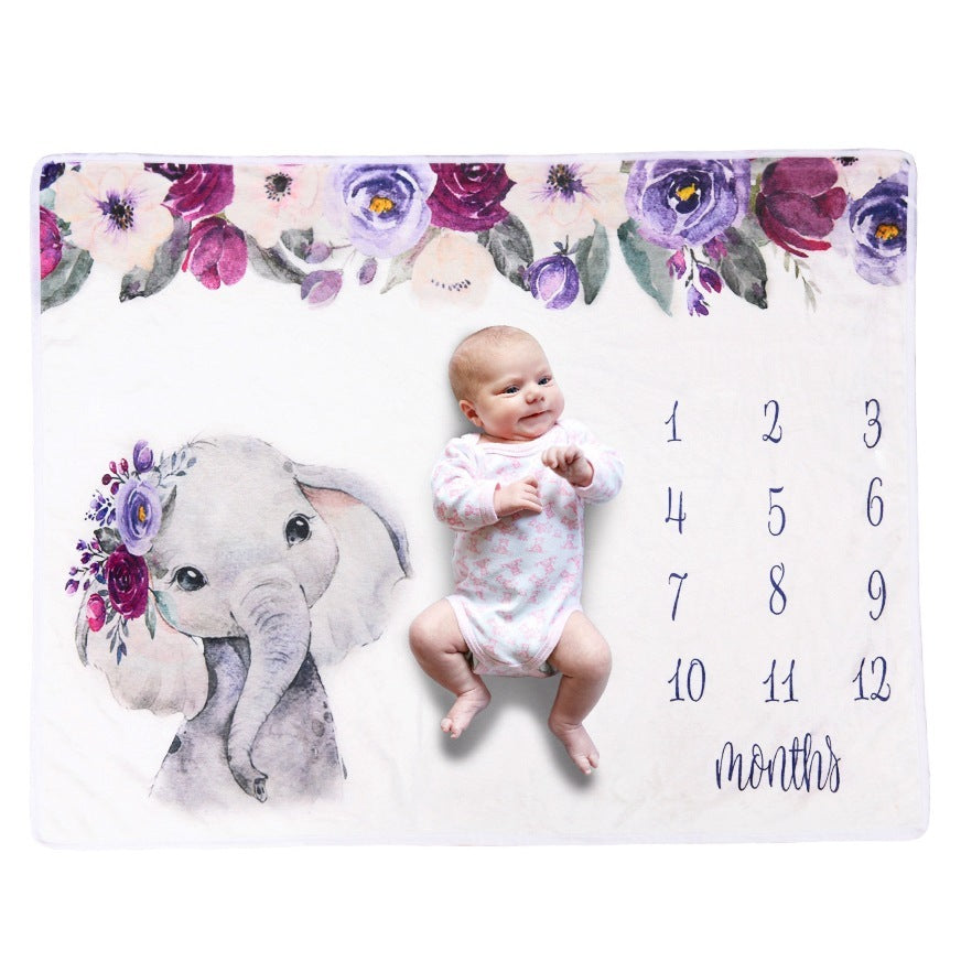 Baby milestone blanket - Wrinkle Free Baby Age Month Blanket with Growth Chart - Washable & Dryable