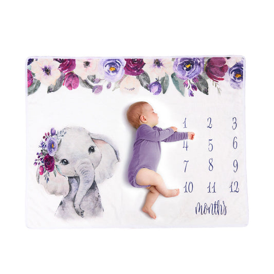Baby milestone blanket - Wrinkle Free Baby Age Month Blanket with Growth Chart - Washable & Dryable