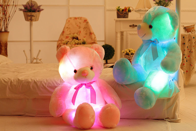 Creative Light Up LED Teddy Bear Stuffed Animals Plush Toy Colorful Glowing Gift For Kids Pillow